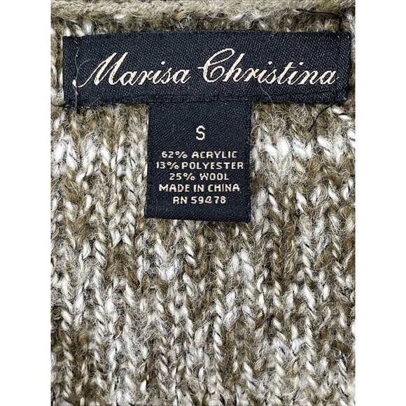 Marisa Christina Women's Small Sweater Big Collar Gray Wool Blend Cardigan - Picture 4 of 7